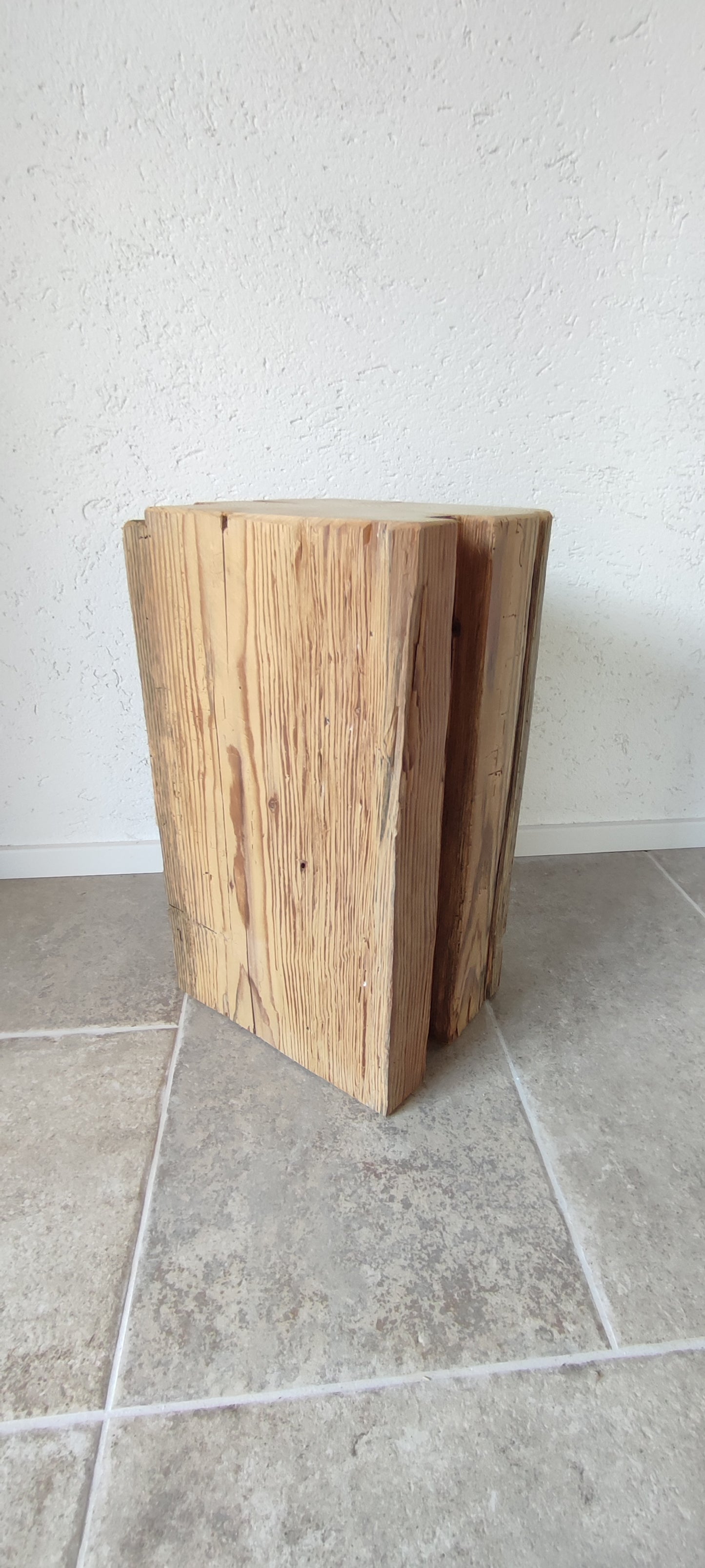 Holzklotz Hocker Altholz Holzblock
