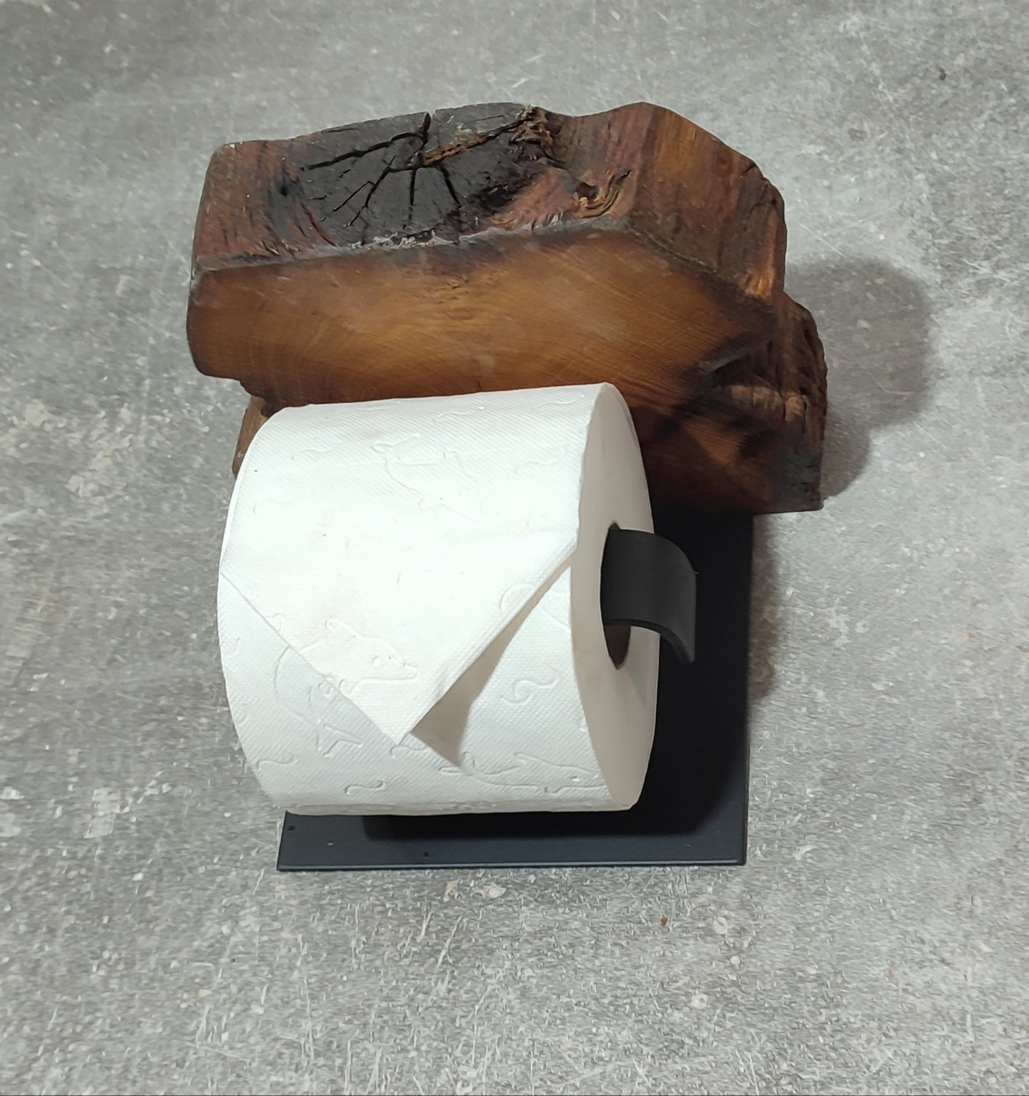Toilettenpapierhalter aus Eichenholz und Stahl