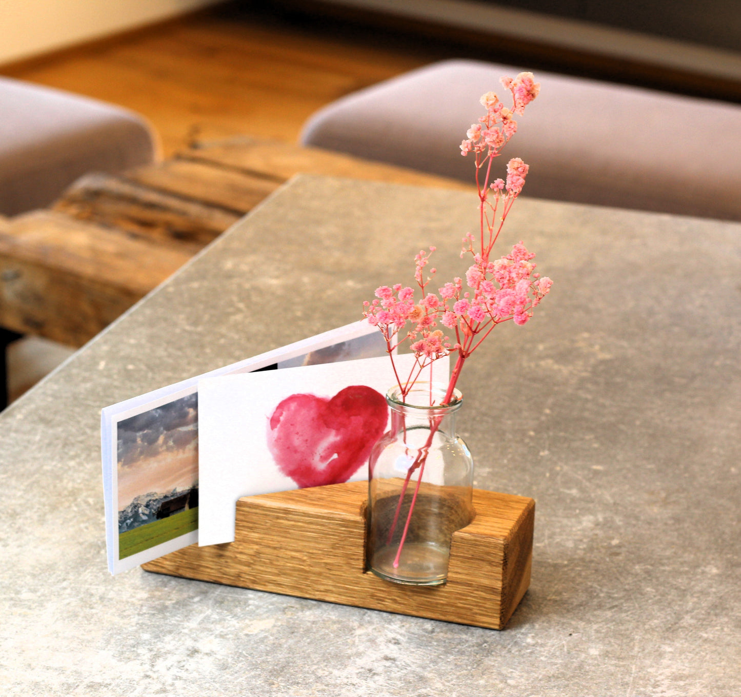 Eichenholz-Foto-/Kartenhalter.