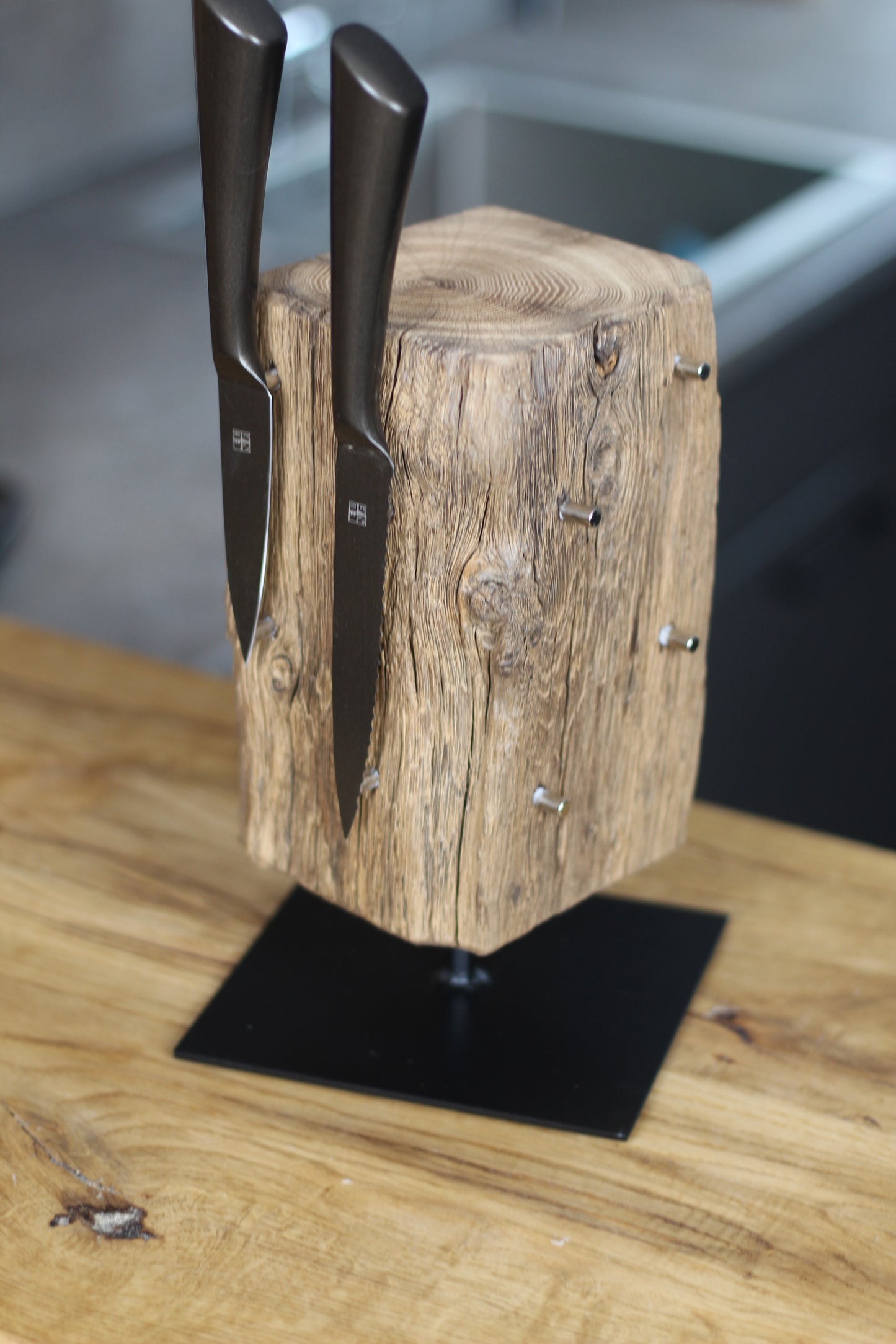 Drehbarer Messerhalter Eiche Altholz