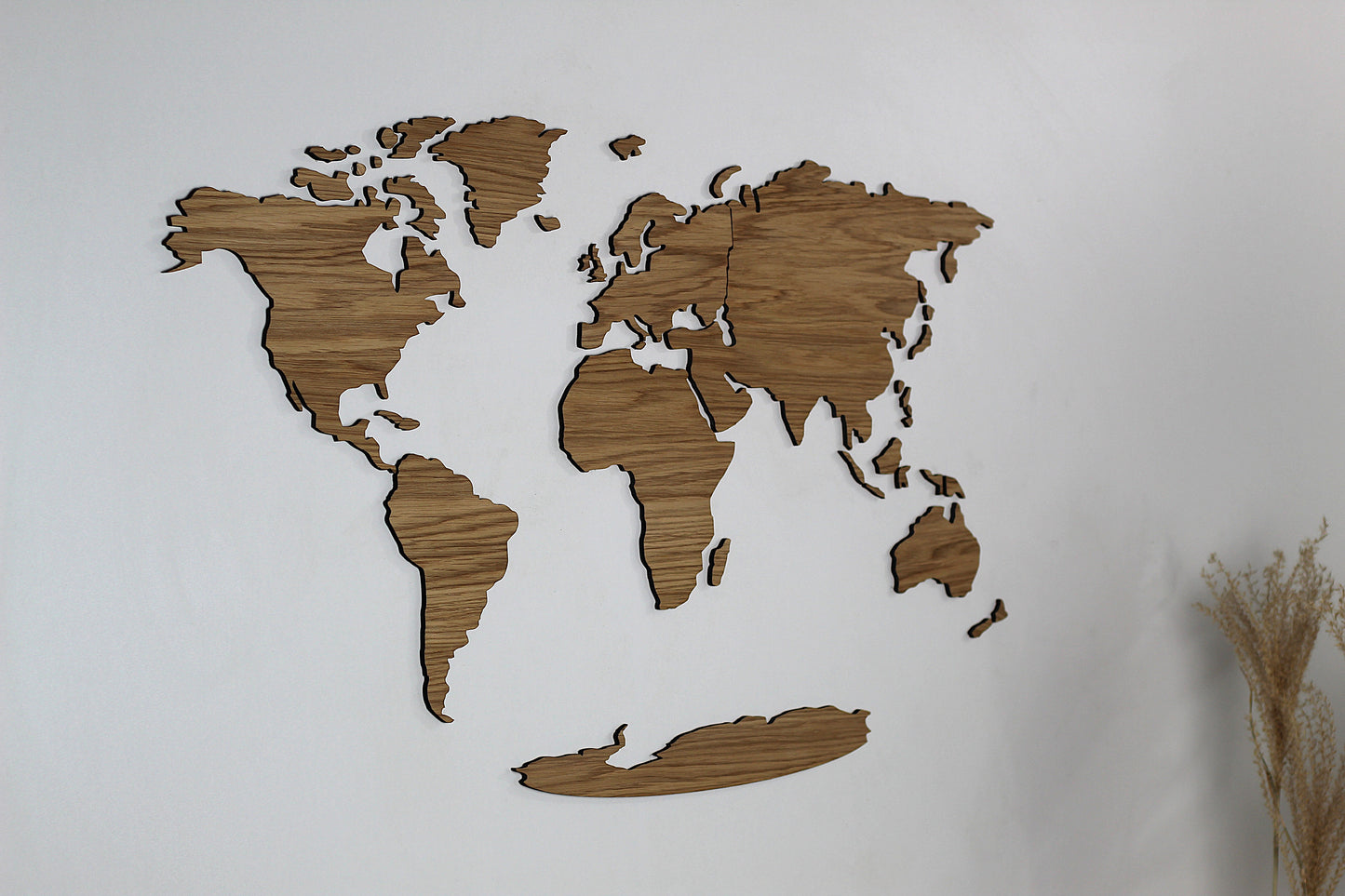 3D Weltkarte Holz, Wandkunst, Eichenholz