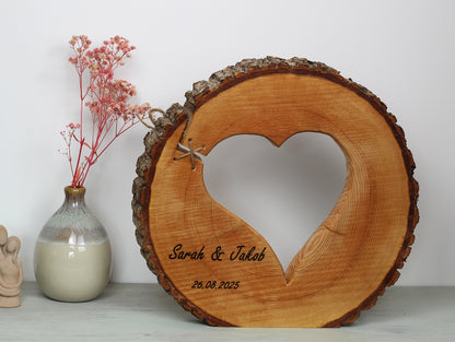 Personalisierte Baumscheibe                                                              Hochzeitsgeschenk, personalisiertes Geschenk, Jahrestag