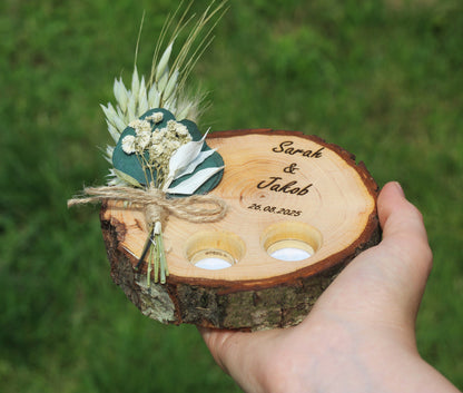 Personalisiertes Ringkissen aus Holz, Ringbrett
