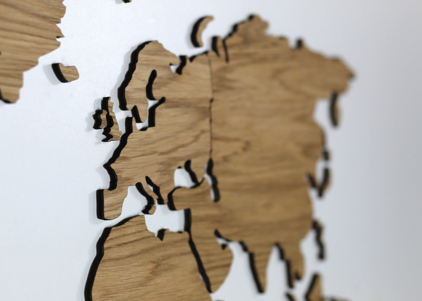 3D Weltkarte Holz, Wandkunst, Eichenholz