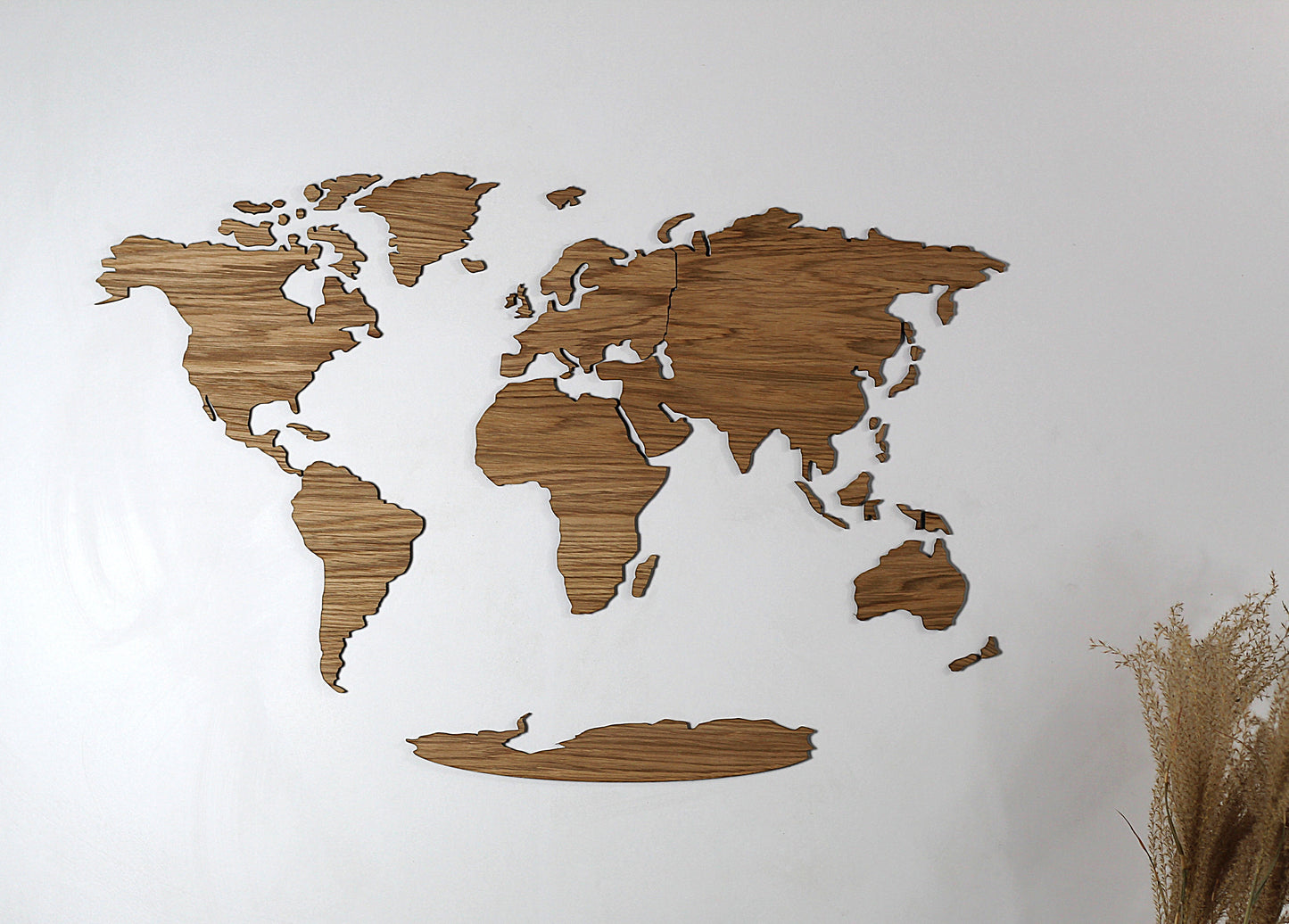 3D Weltkarte Holz, Wandkunst, Eichenholz