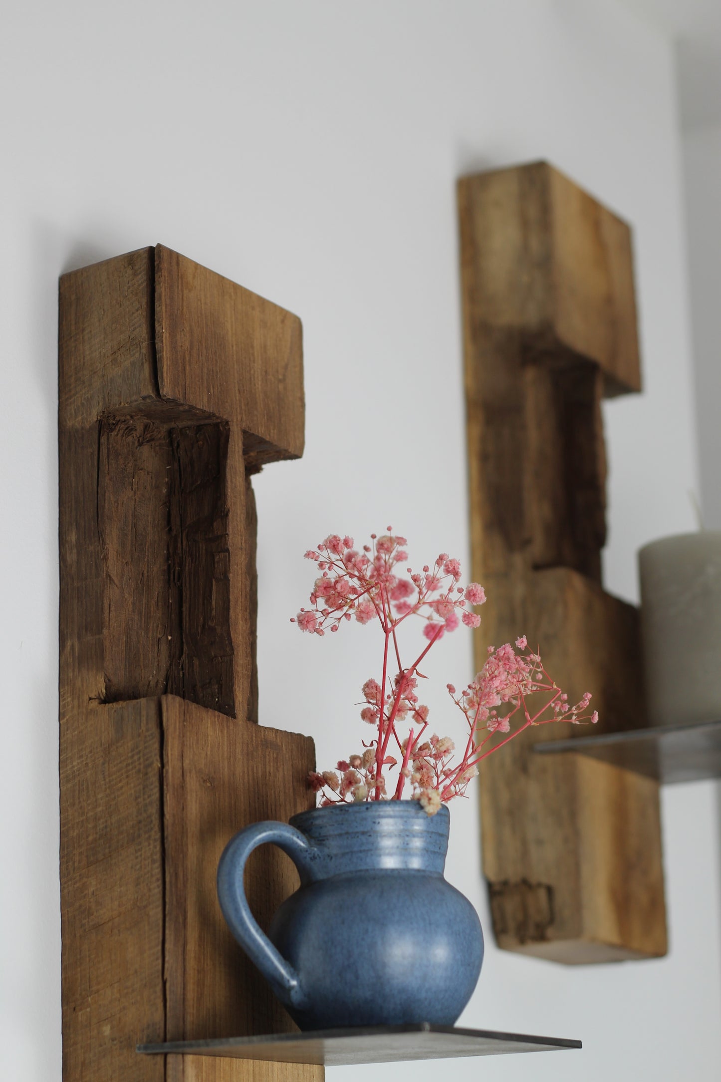 Wand Kerzenhalter, Eiche Altholz, 2er Set