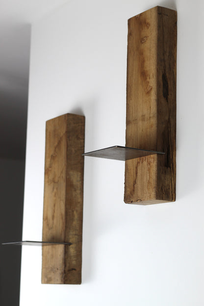 Wand Kerzenhalter, Eiche Altholz, 2er Set