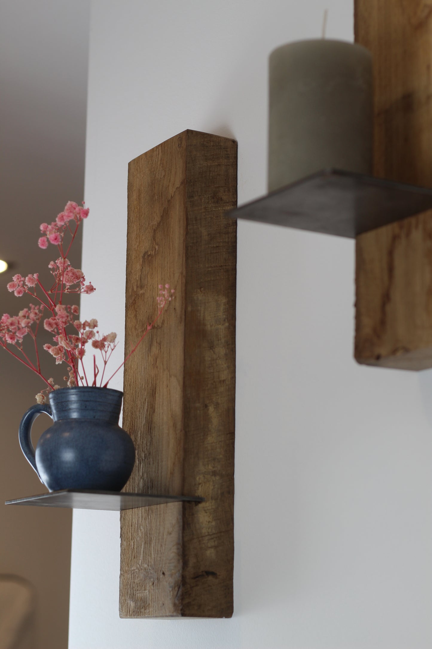 Wand Kerzenhalter, Eiche Altholz, 2er Set