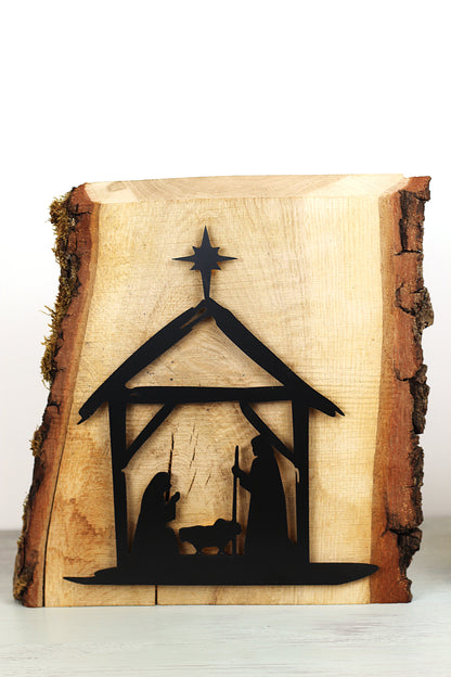 Beleuchtete Weihnachtskrippe