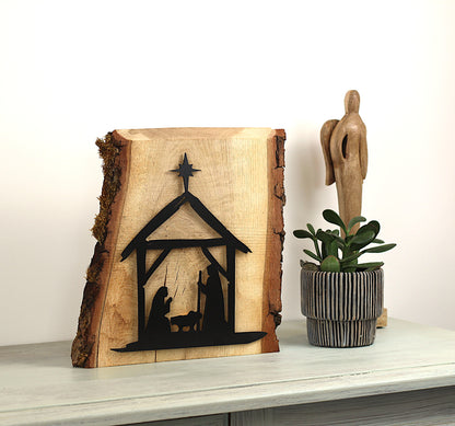 Beleuchtete Weihnachtskrippe