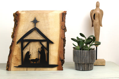 Beleuchtete Weihnachtskrippe