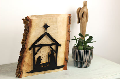 Beleuchtete Weihnachtskrippe