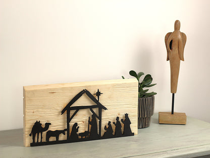 Beleuchtete Weihnachtskrippe