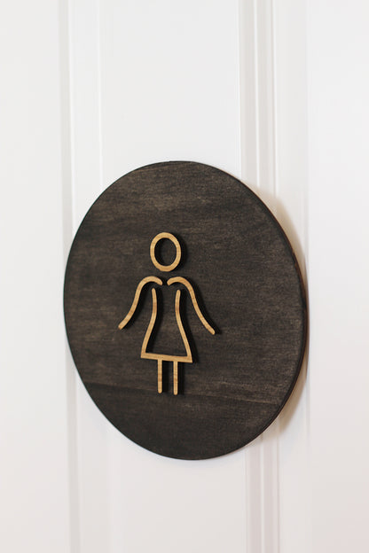 WC Schild Holz Damen, Herren