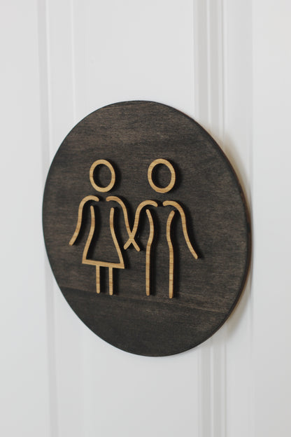 WC Schild Holz Damen, Herren