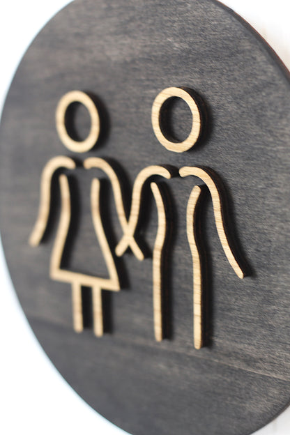 WC Schild Holz Damen, Herren