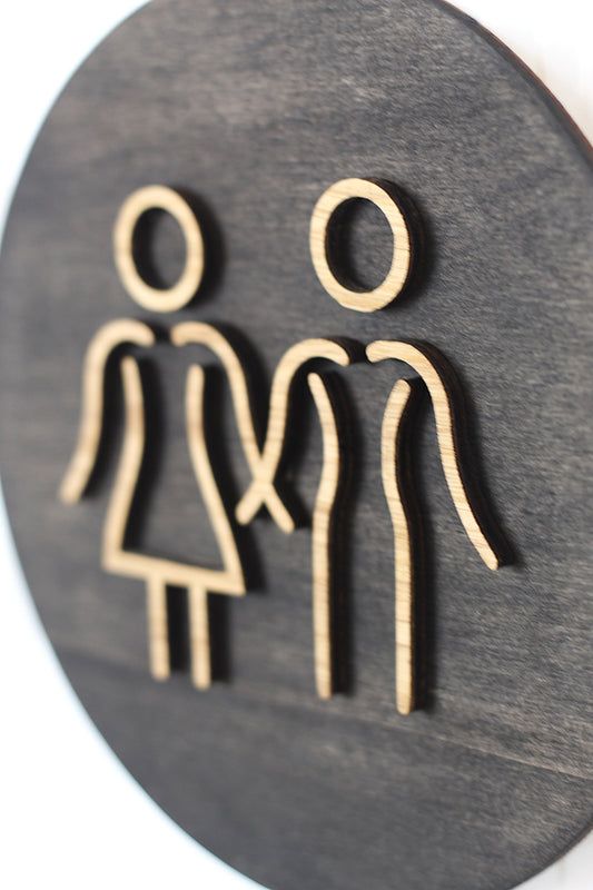 WC Schild Holz Damen, Herren