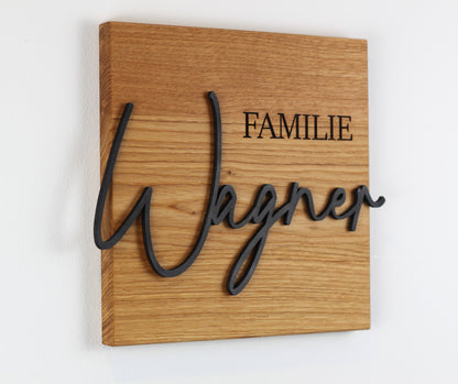 Personalisiertes Türschild, Familienschild aus Eiche