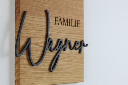 Personalisiertes Türschild, Familienschild aus Eiche