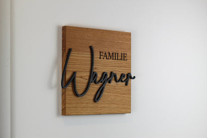 Personalisiertes Türschild, Familienschild aus Eiche