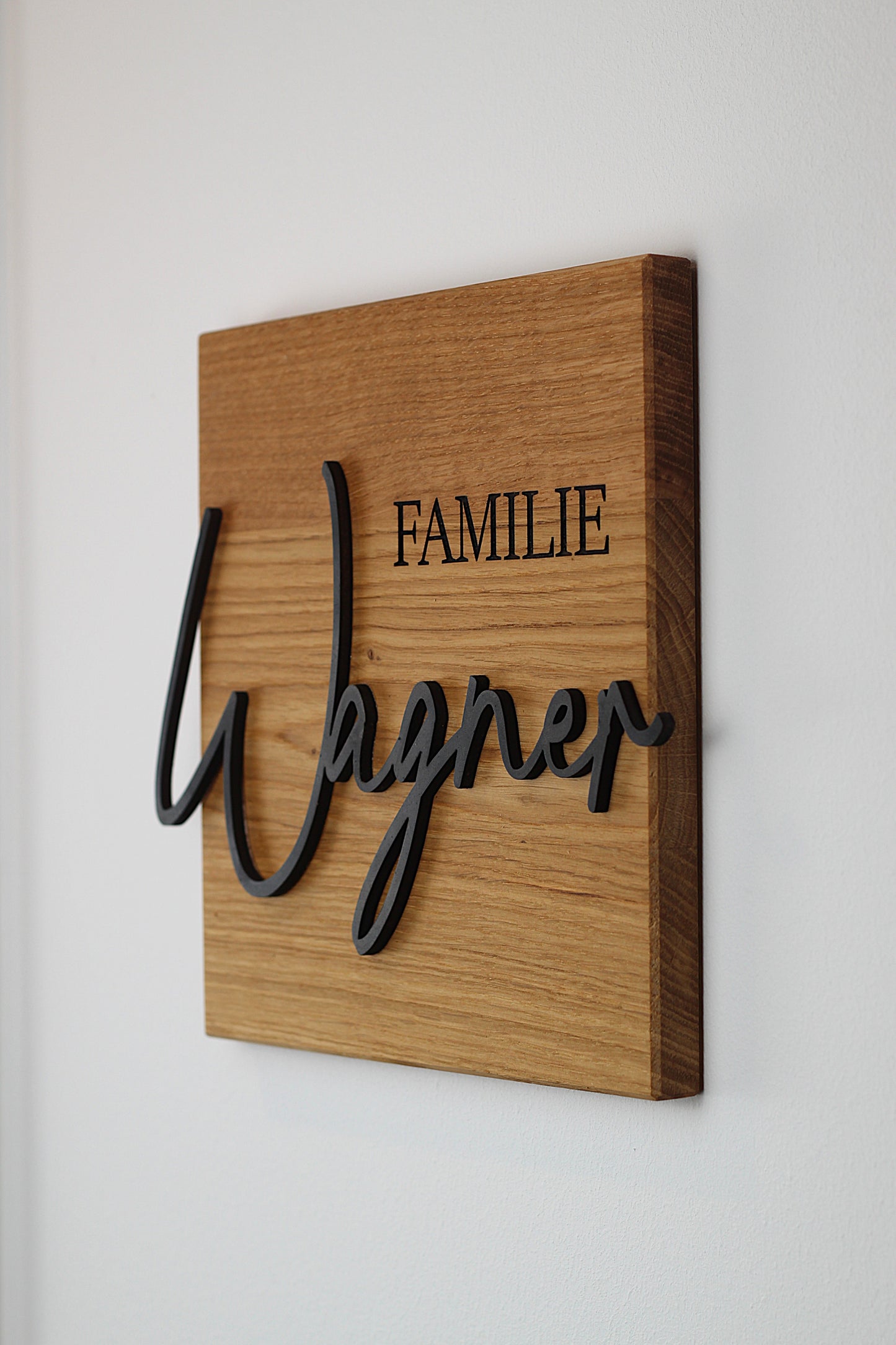 Personalisiertes Türschild, Familienschild aus Eiche
