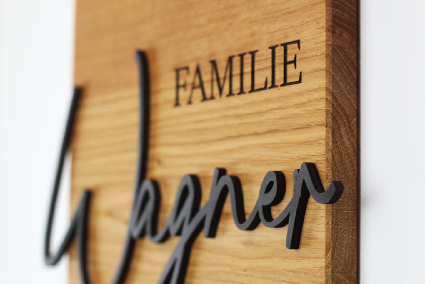 Personalisiertes Türschild, Familienschild aus Eiche