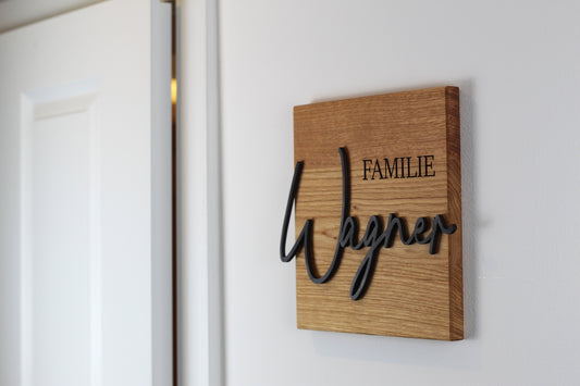 Personalisiertes Türschild, Familienschild aus Eiche