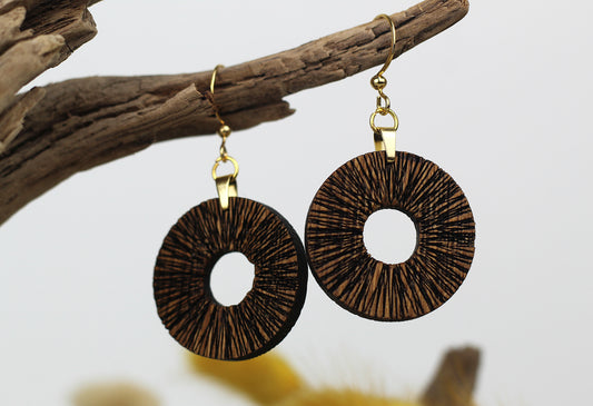 Holzohrringe Eichenholz strukturiert