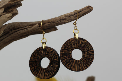 Holzohrringe Eichenholz strukturiert