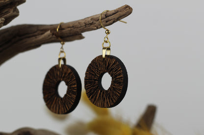 Holzohrringe Eichenholz strukturiert