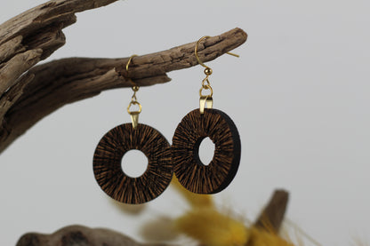 Holzohrringe Eichenholz strukturiert