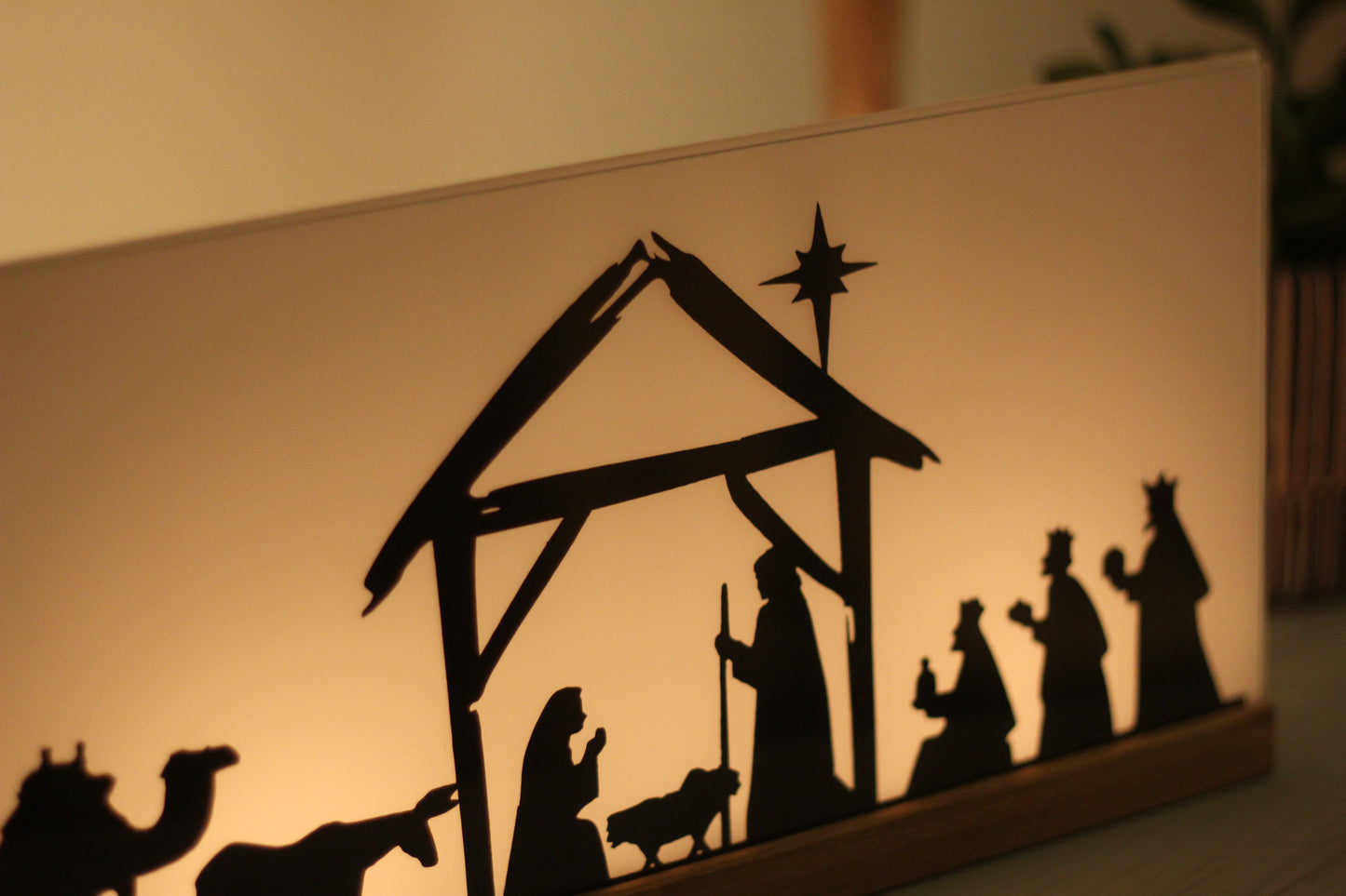 Beleuchtete Weihnachtskrippe