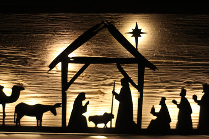 Beleuchtete Weihnachtskrippe